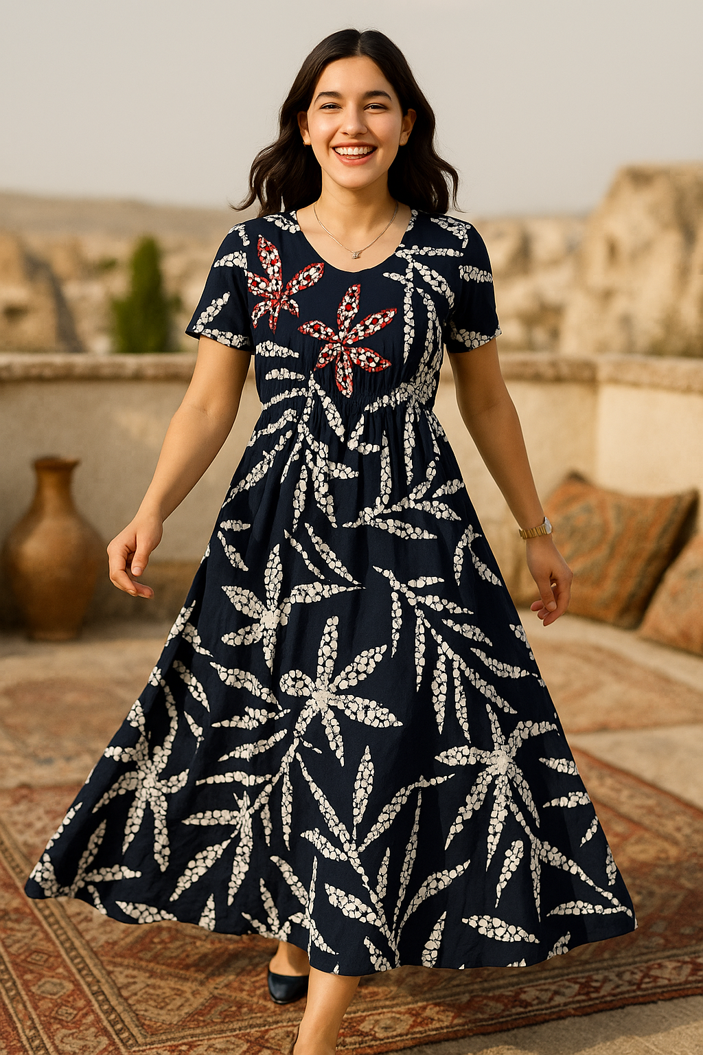 Ehsaas Navy & Red Dress