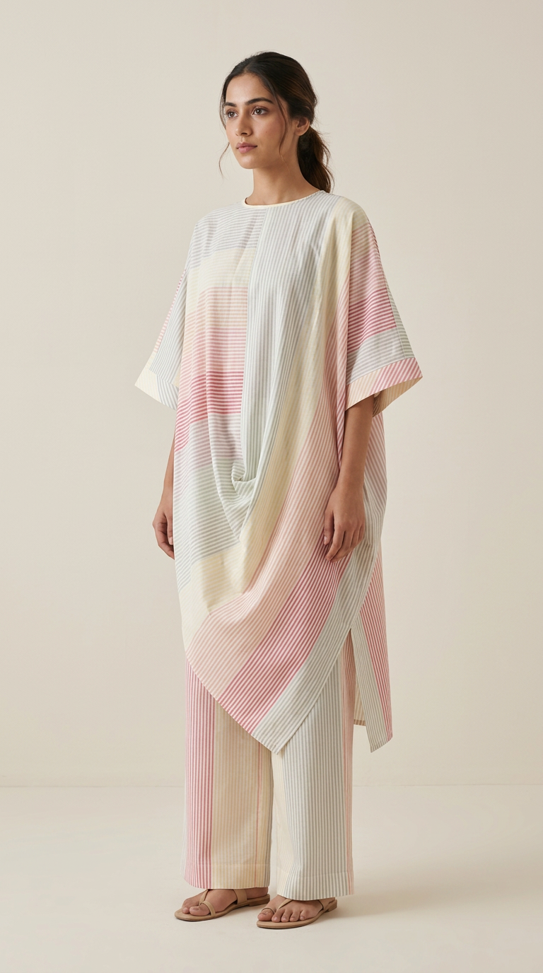 Cowl Neck Kurta Set Cloud