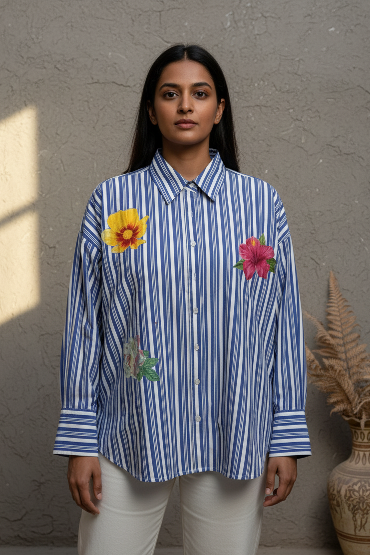 Reiko Striped Applique Shirt