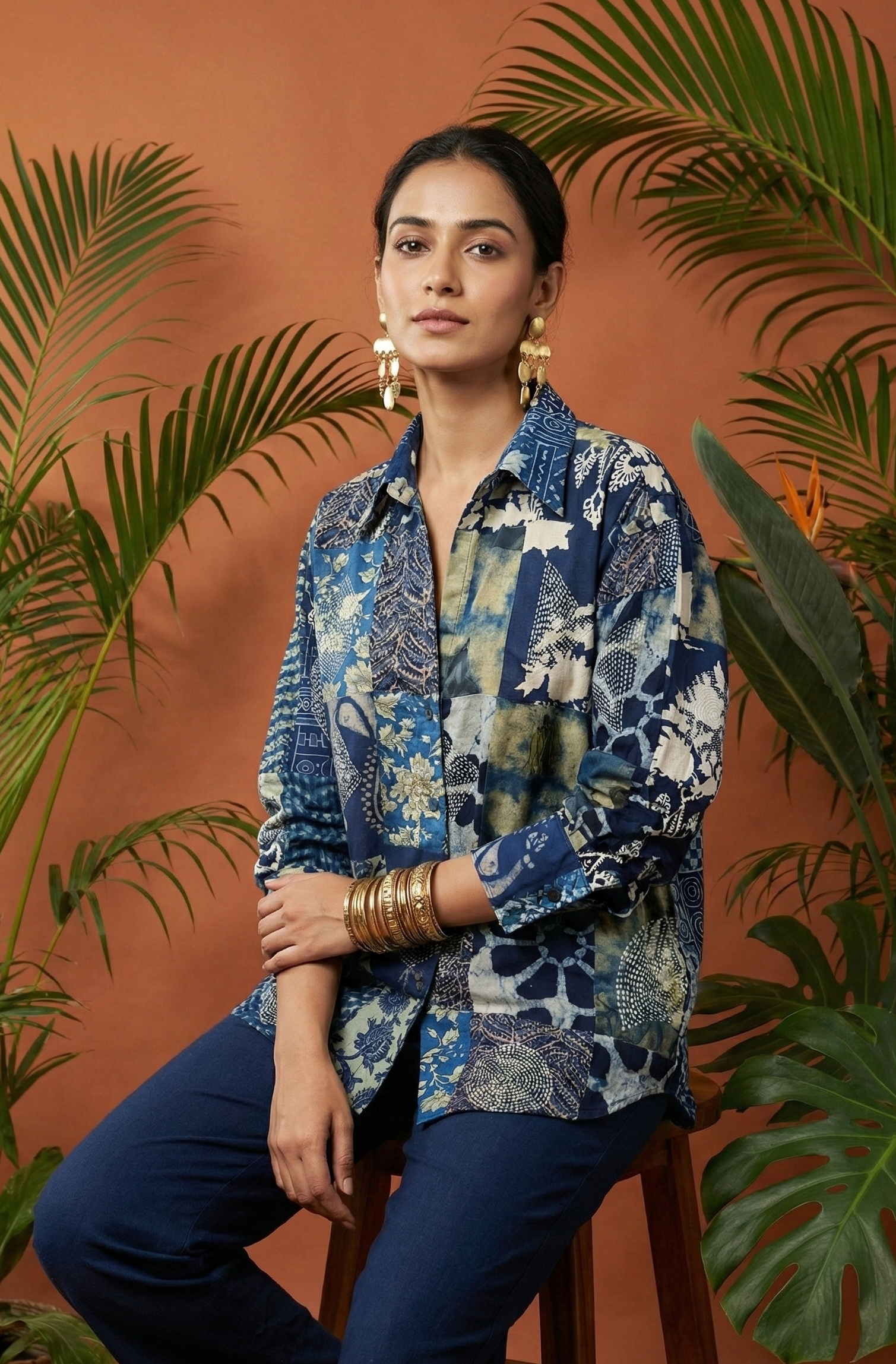 Reiko Blue Kantha Shirt