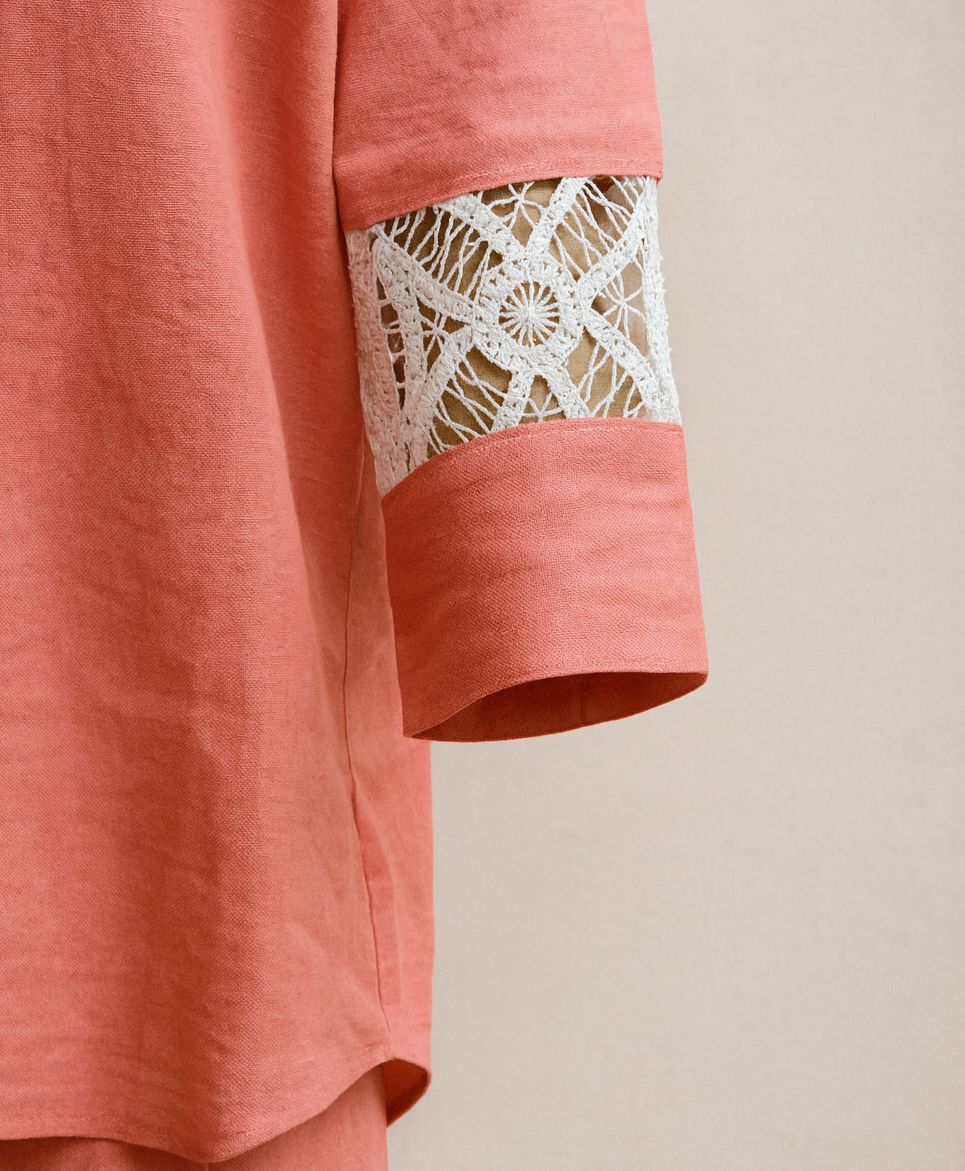 Isha Lace Co-ord Set Peach