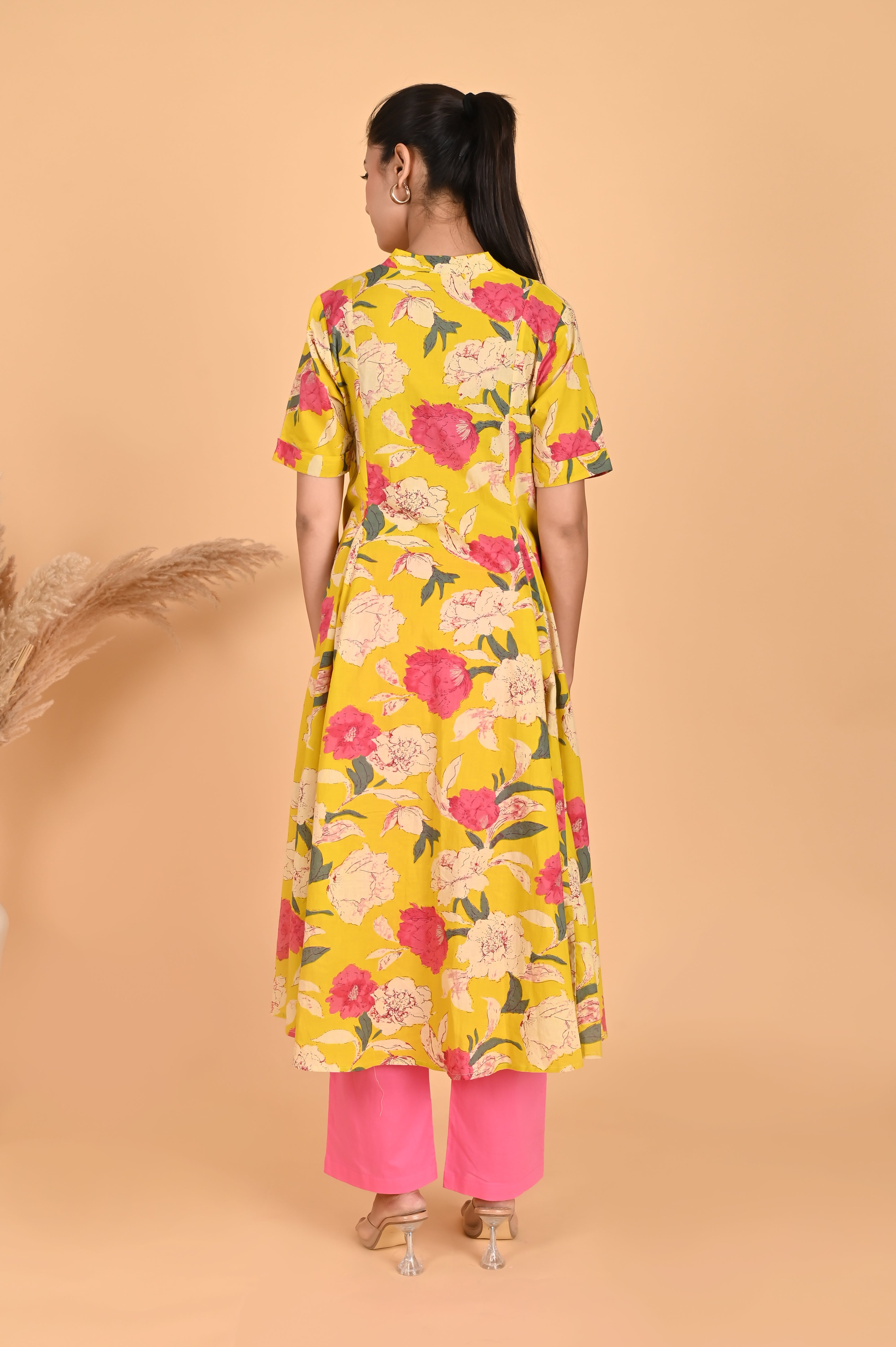 Serena Peach Yellow Kurta Set