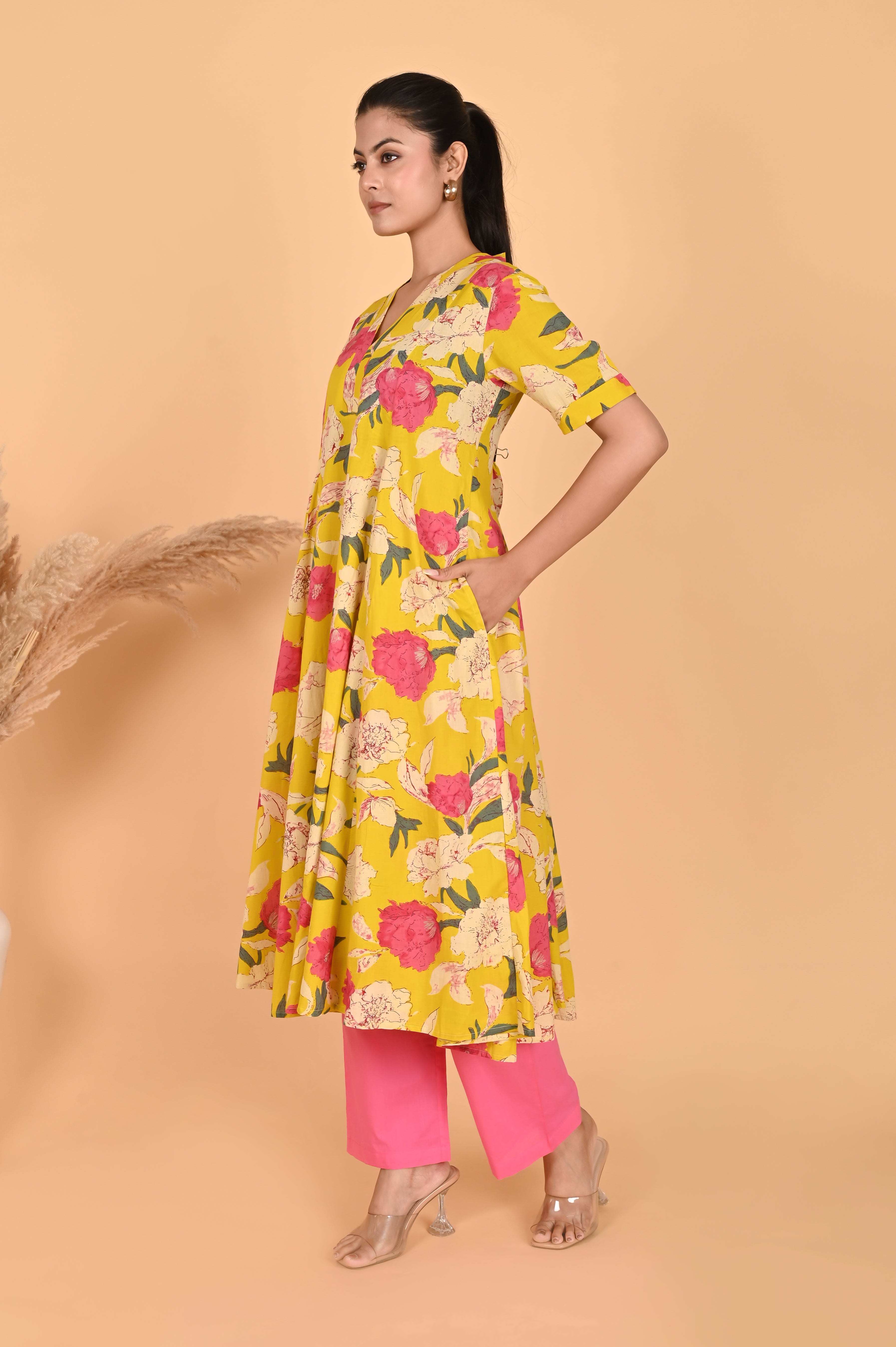 Serena Peach Yellow Kurta Set