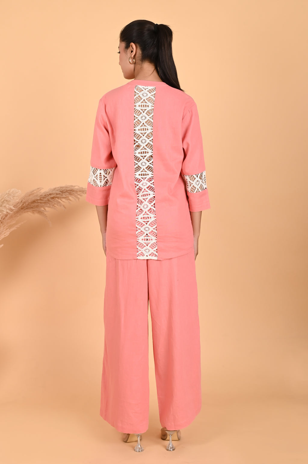 Isha Lace Co-ord Set Peach
