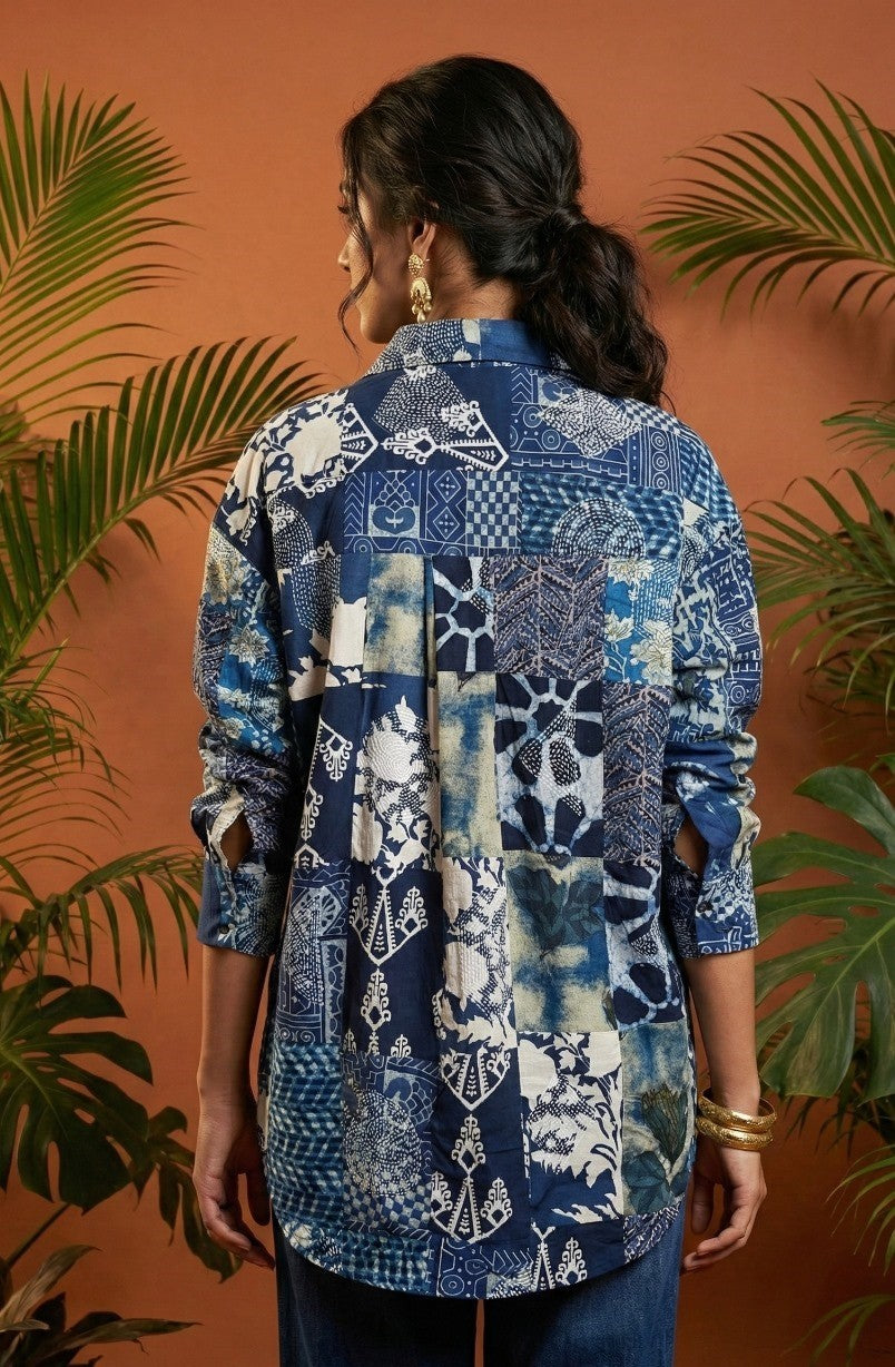 Reiko Blue Kantha Shirt