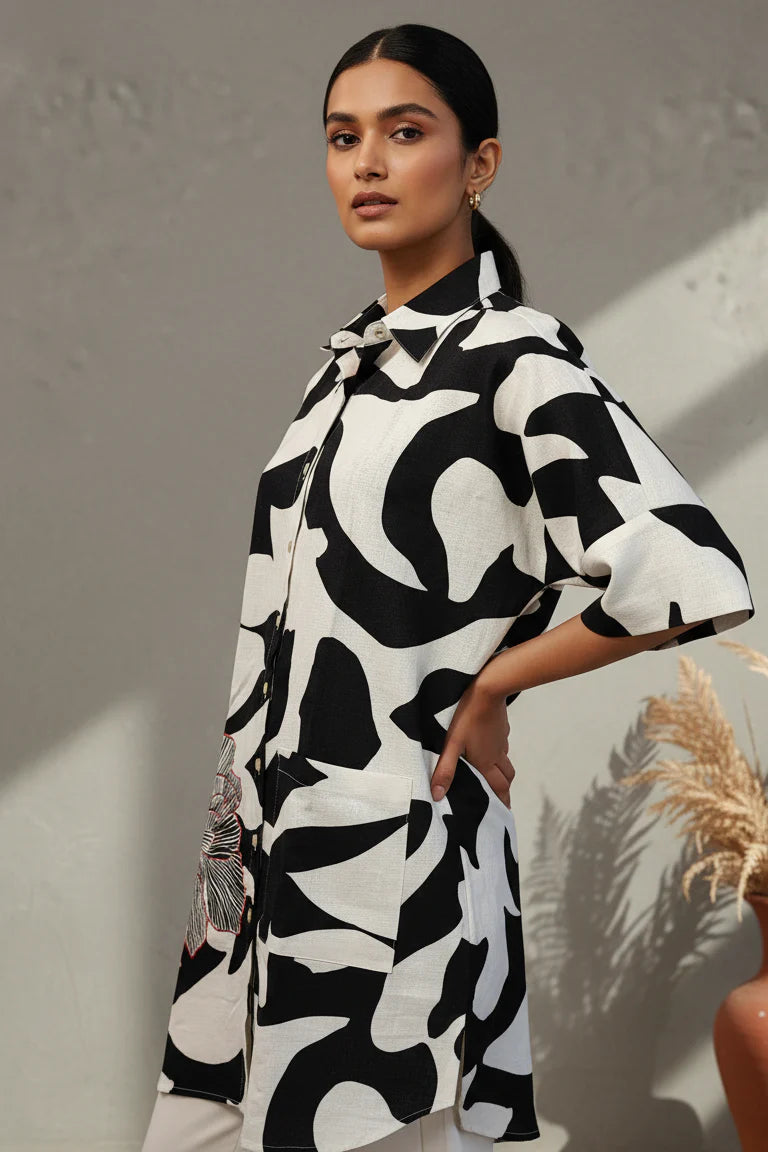 Modal Silk Shibori Kaftan featuring handcrafted tie-dye artistry and relaxed fit.
