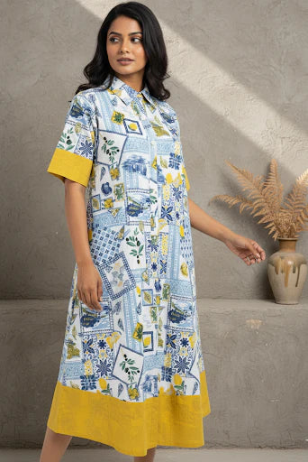 Chanderi Silk Tissue Kurta Set with mirror work yoke, brocade cuffs and zardozi detailing.