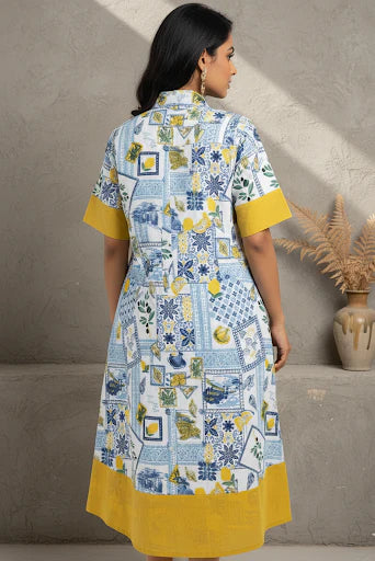 Chanderi Silk Tissue Kurta Set with mirror work yoke, brocade cuffs and zardozi detailing.
