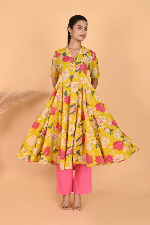 Handloom Ikkat Cotton Long Jacket featuring statement stitch line craftsmanship.